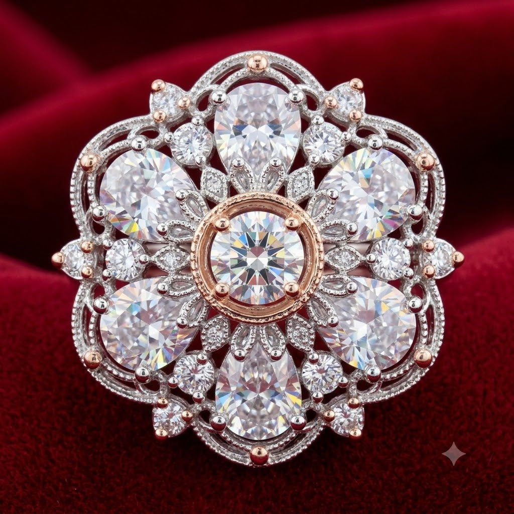 Elegance Enshrined White Rose Gold Ring