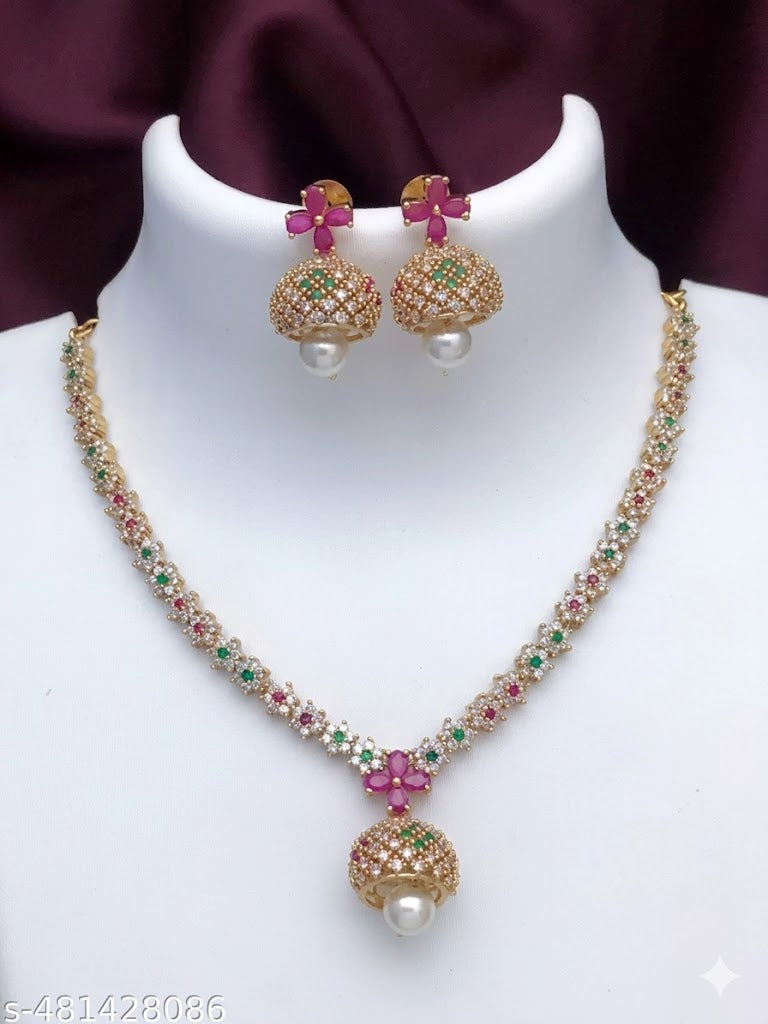 PREMIUM QUALITY MATTE FINISH AD STONE NECKLACE WITH EARRING