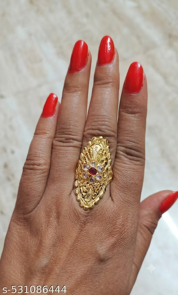 White Stone Gold Plated Midi Ring